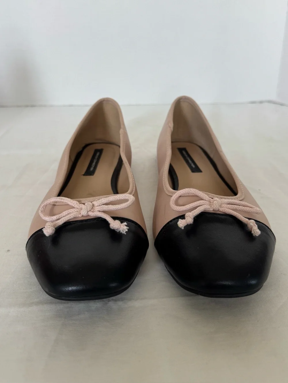 French Connection Two-Tone Pink and Black Cap-Toe Ballet Flats Size 11